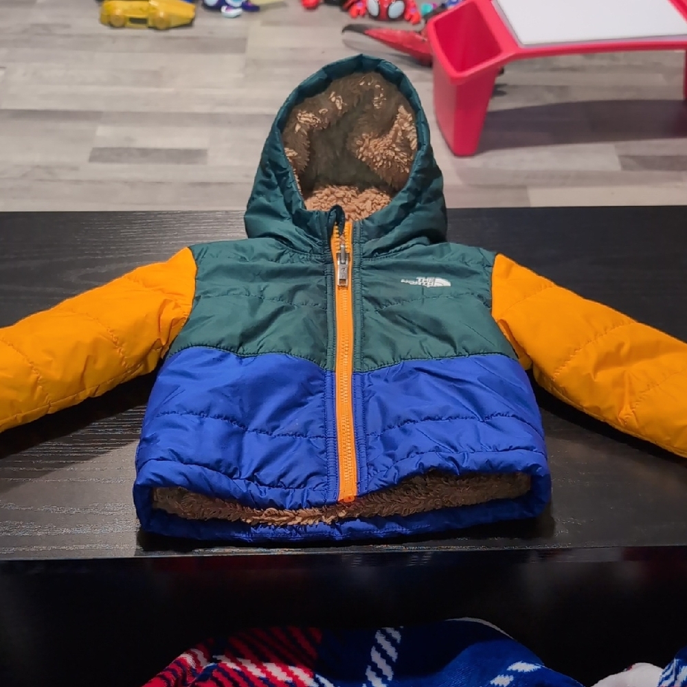 The North Face Kids' Green, Blue, and Orange Hooded Jacket